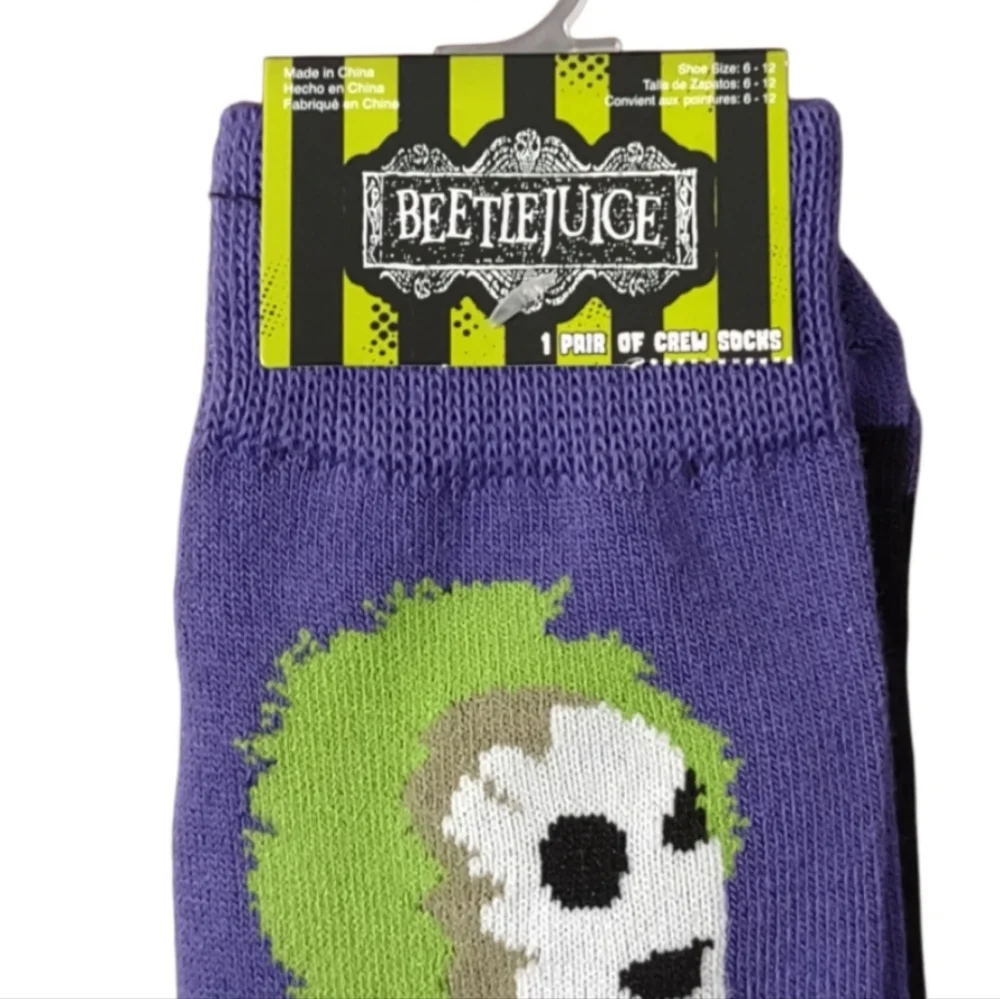 Beetlejuice Graphic Socks Purple and Green Novelty Casual Socks Bundle And Save